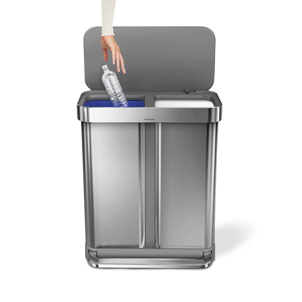 58L Dual Compartment Rectangular Step Can with Liner Pocket - Image 3