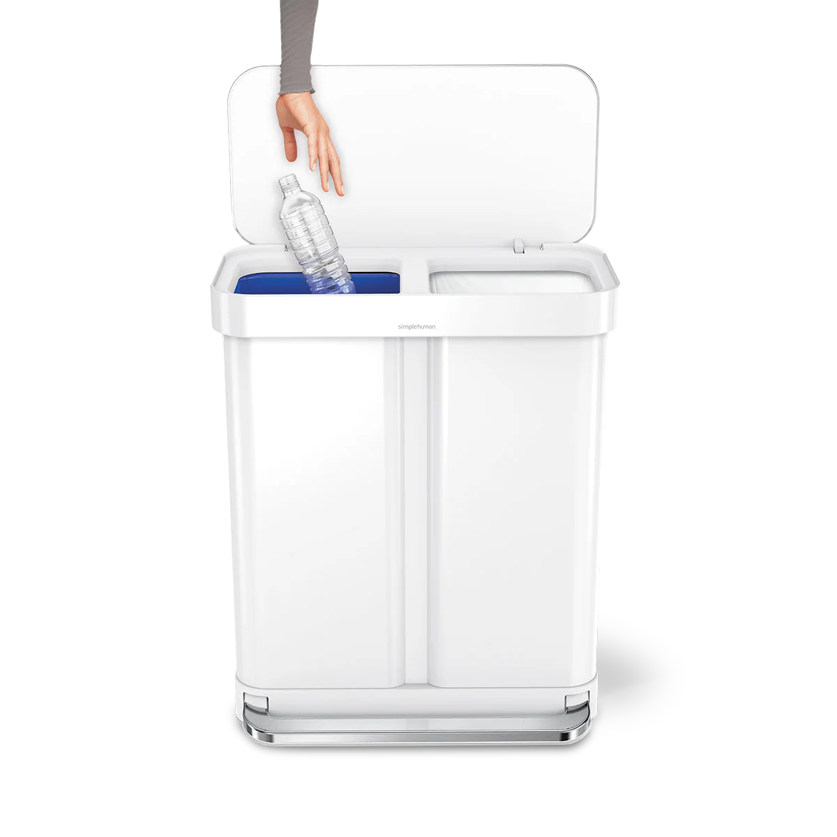 58L Dual Compartment Rectangular Step Can with Liner Pocket - Image 13