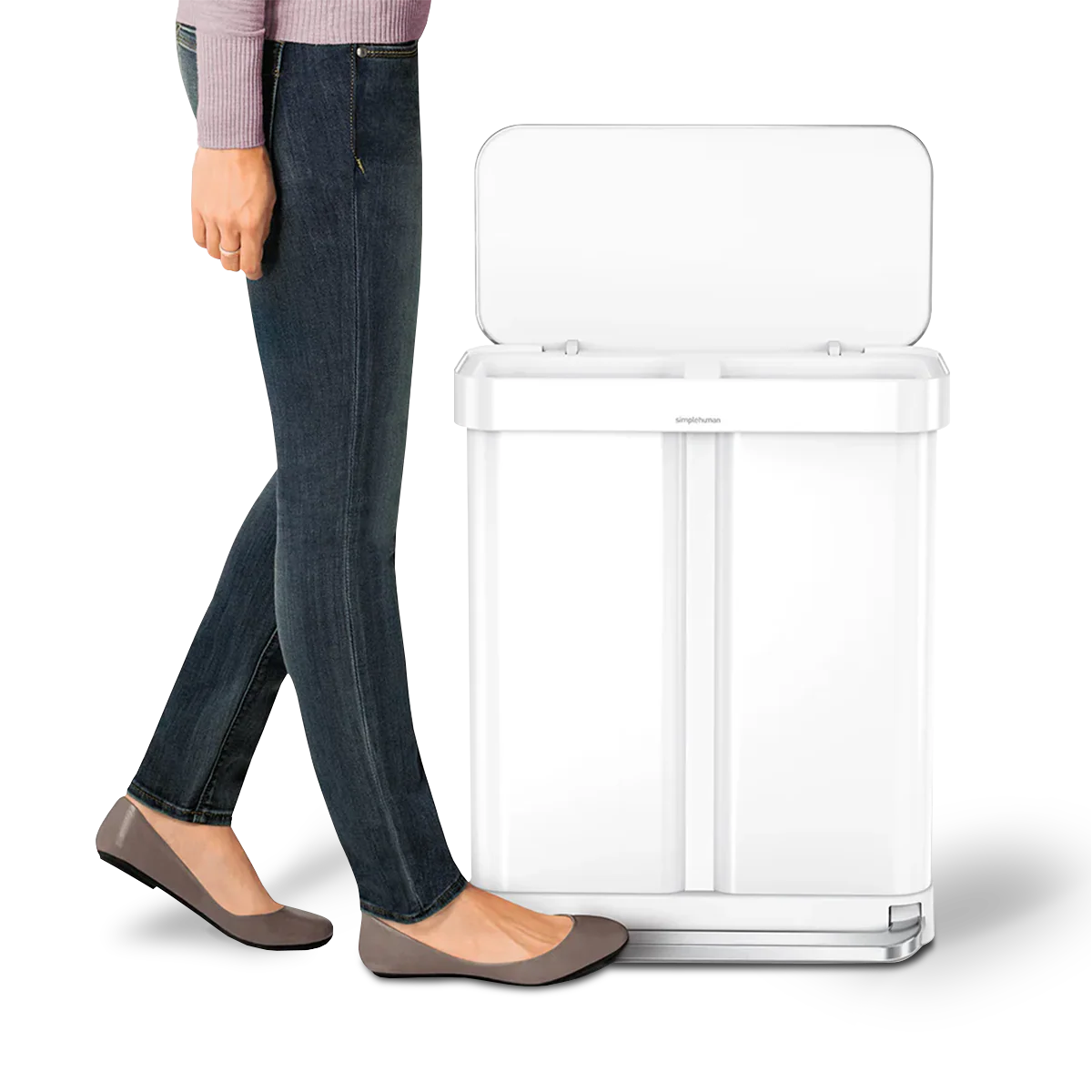 58L Dual Compartment Rectangular Step Can with Liner Pocket - Image 15