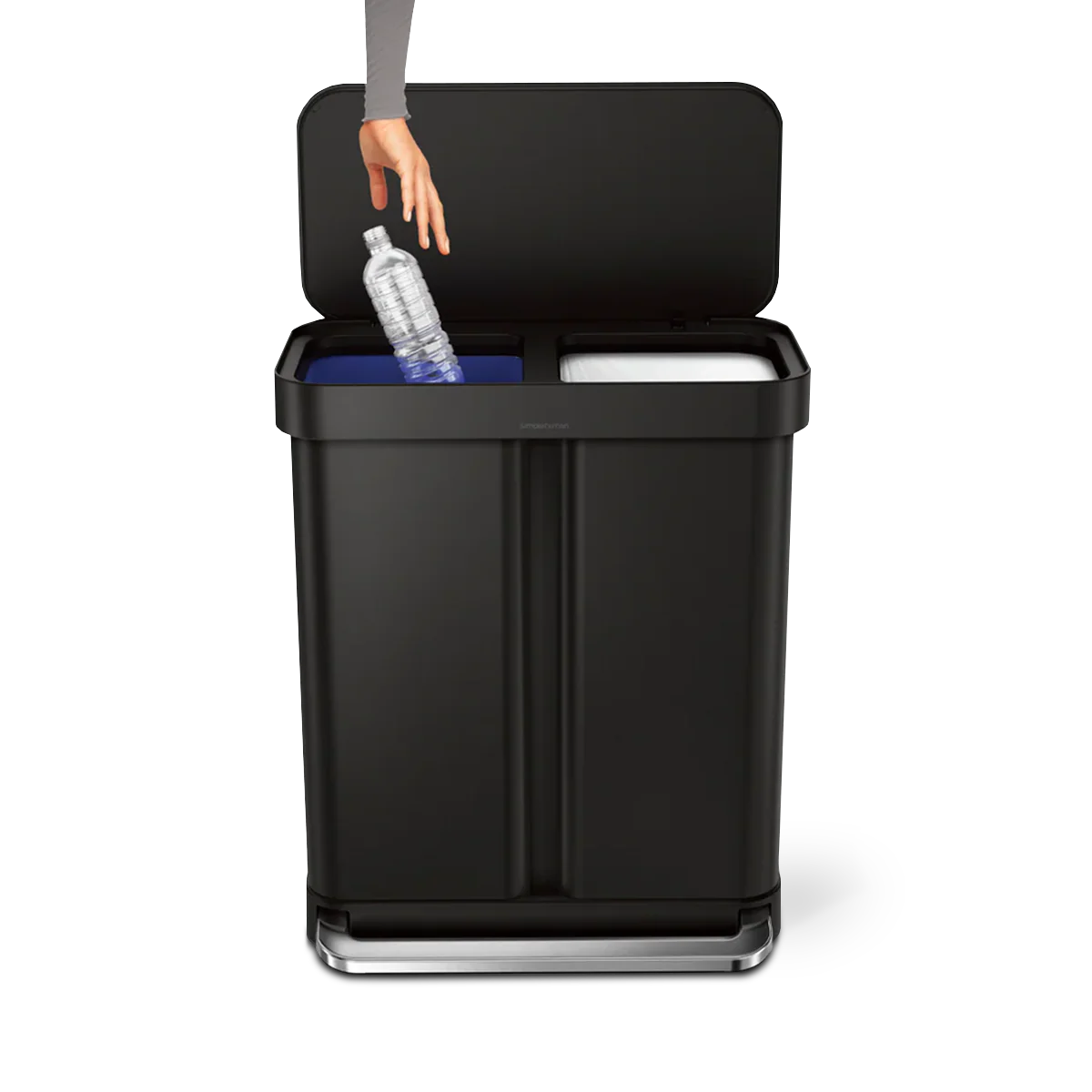 58L Dual Compartment Rectangular Step Can with Liner Pocket - Image 8